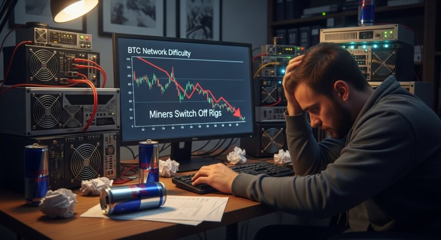 BTC Network Difficulty Falls Again as Miners Switch Off Rigs