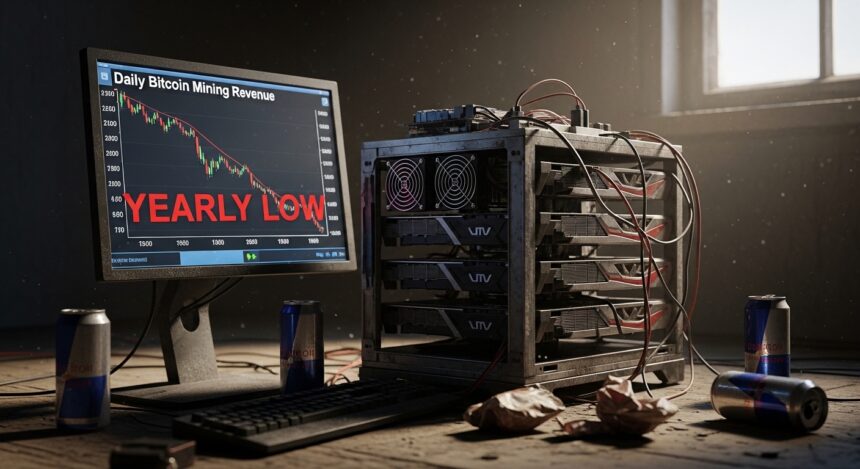 Daily Bitcoin Mining Revenue Hits Yearly Low Amid Crypto Sell-Off